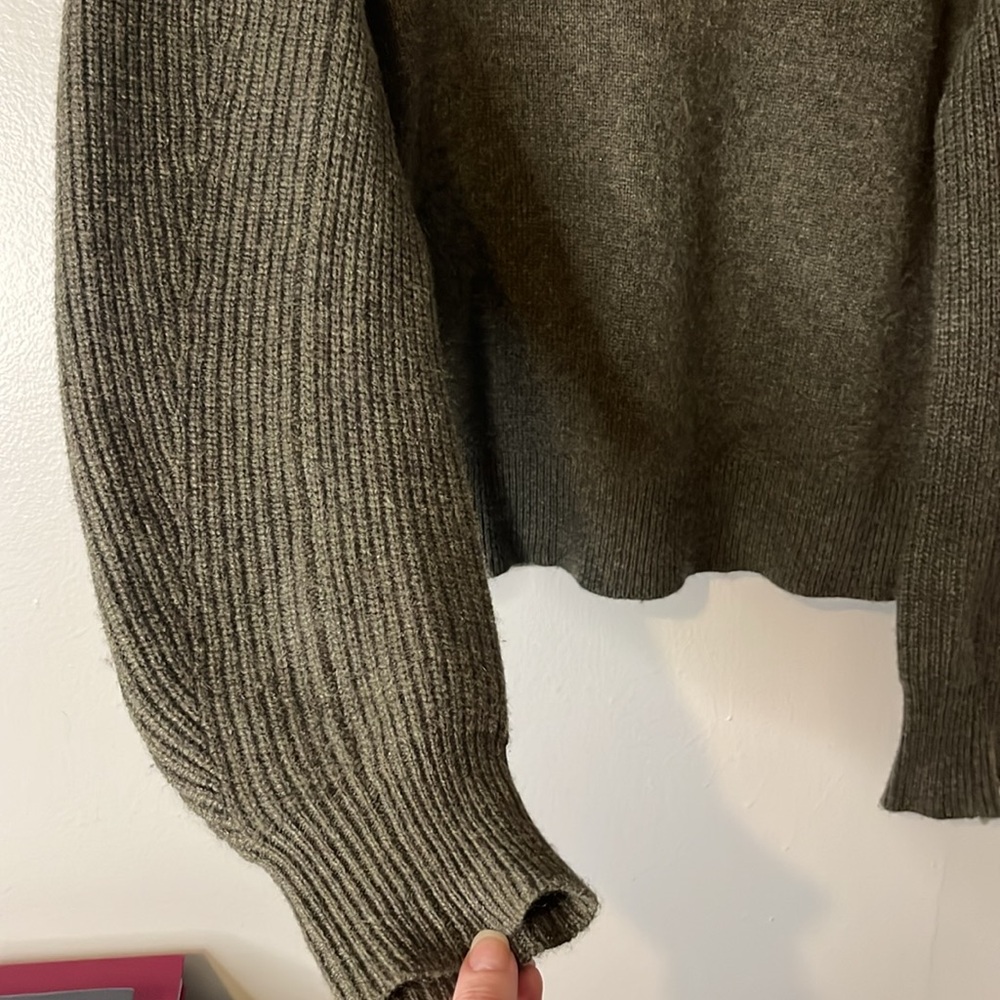 Rag & Bone 100% Cashmere Yorke Army Green Crewneck Sweatshirt Sweater Sz XS - Picture 6 of 9